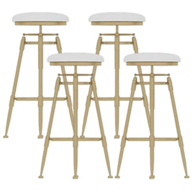 Glam Round Velvet Bar Stool Footrest Indoor Counter Stool with Gold Iron Legs White Backless 4 Piece Set Clearhalo 'Bar Furniture' 'Bar Stools' 'bar_stools' 'furn' 'furn_bar_stools' 'furniture_bar_stools' 'Kitchen & Dining Furniture' 'kitchen&dining_furn' 'kitchen' 'kitchen_furn' Furniture' 4512347