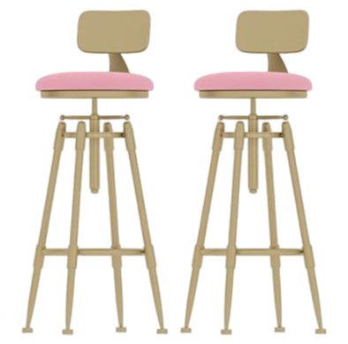 Glam Round Velvet Bar Stool Footrest Indoor Counter Stool with Gold Iron Legs Pink With Back 2 Piece Set Clearhalo 'Bar Furniture' 'Bar Stools' 'bar_stools' 'furn' 'furn_bar_stools' 'furniture_bar_stools' 'Kitchen & Dining Furniture' 'kitchen&dining_furn' 'kitchen' 'kitchen_furn' Furniture' 4512349