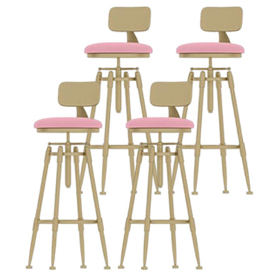 Glam Round Velvet Bar Stool Footrest Indoor Counter Stool with Gold Iron Legs Pink With Back 4 Piece Set Clearhalo 'Bar Furniture' 'Bar Stools' 'bar_stools' 'furn' 'furn_bar_stools' 'furniture_bar_stools' 'Kitchen & Dining Furniture' 'kitchen&dining_furn' 'kitchen' 'kitchen_furn' Furniture' 4512350