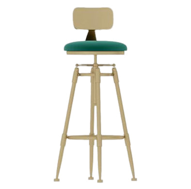 Glam Round Velvet Bar Stool Footrest Indoor Counter Stool with Gold Iron Legs Green With Back 1 Piece Clearhalo 'Bar Furniture' 'Bar Stools' 'bar_stools' 'furn' 'furn_bar_stools' 'furniture_bar_stools' 'Kitchen & Dining Furniture' 'kitchen&dining_furn' 'kitchen' 'kitchen_furn' Furniture' 4512351