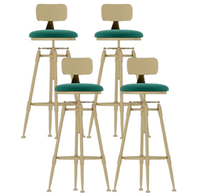 Glam Round Velvet Bar Stool Footrest Indoor Counter Stool with Gold Iron Legs Green With Back 4 Piece Set Clearhalo 'Bar Furniture' 'Bar Stools' 'bar_stools' 'furn' 'furn_bar_stools' 'furniture_bar_stools' 'Kitchen & Dining Furniture' 'kitchen&dining_furn' 'kitchen' 'kitchen_furn' Furniture' 4512353
