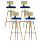 Glam Round Velvet Bar Stool Footrest Indoor Counter Stool with Gold Iron Legs Blue With Back 4 Piece Set Clearhalo 'Bar Furniture' 'Bar Stools' 'bar_stools' 'furn' 'furn_bar_stools' 'furniture_bar_stools' 'Kitchen & Dining Furniture' 'kitchen&dining_furn' 'kitchen' 'kitchen_furn' Furniture' 4512356