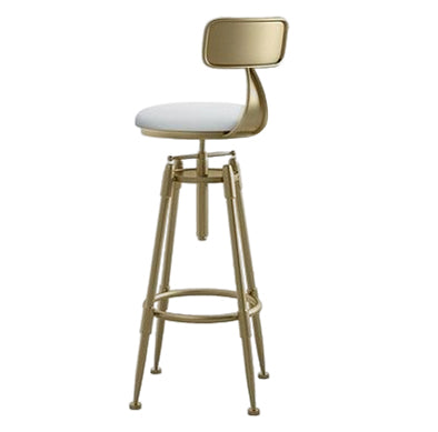 Glam Round Velvet Bar Stool Footrest Indoor Counter Stool with Gold Iron Legs White With Back 1 Piece Clearhalo 'Bar Furniture' 'Bar Stools' 'bar_stools' 'furn' 'furn_bar_stools' 'furniture_bar_stools' 'Kitchen & Dining Furniture' 'kitchen&dining_furn' 'kitchen' 'kitchen_furn' Furniture' 4512360