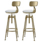 Glam Round Velvet Bar Stool Footrest Indoor Counter Stool with Gold Iron Legs White With Back 2 Piece Set Clearhalo 'Bar Furniture' 'Bar Stools' 'bar_stools' 'furn' 'furn_bar_stools' 'furniture_bar_stools' 'Kitchen & Dining Furniture' 'kitchen&dining_furn' 'kitchen' 'kitchen_furn' Furniture' 4512361