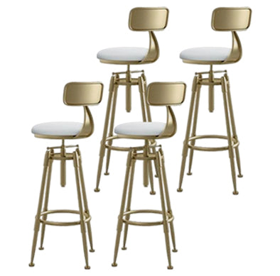 Glam Round Velvet Bar Stool Footrest Indoor Counter Stool with Gold Iron Legs White With Back 4 Piece Set Clearhalo 'Bar Furniture' 'Bar Stools' 'bar_stools' 'furn' 'furn_bar_stools' 'furniture_bar_stools' 'Kitchen & Dining Furniture' 'kitchen&dining_furn' 'kitchen' 'kitchen_furn' Furniture' 4512362