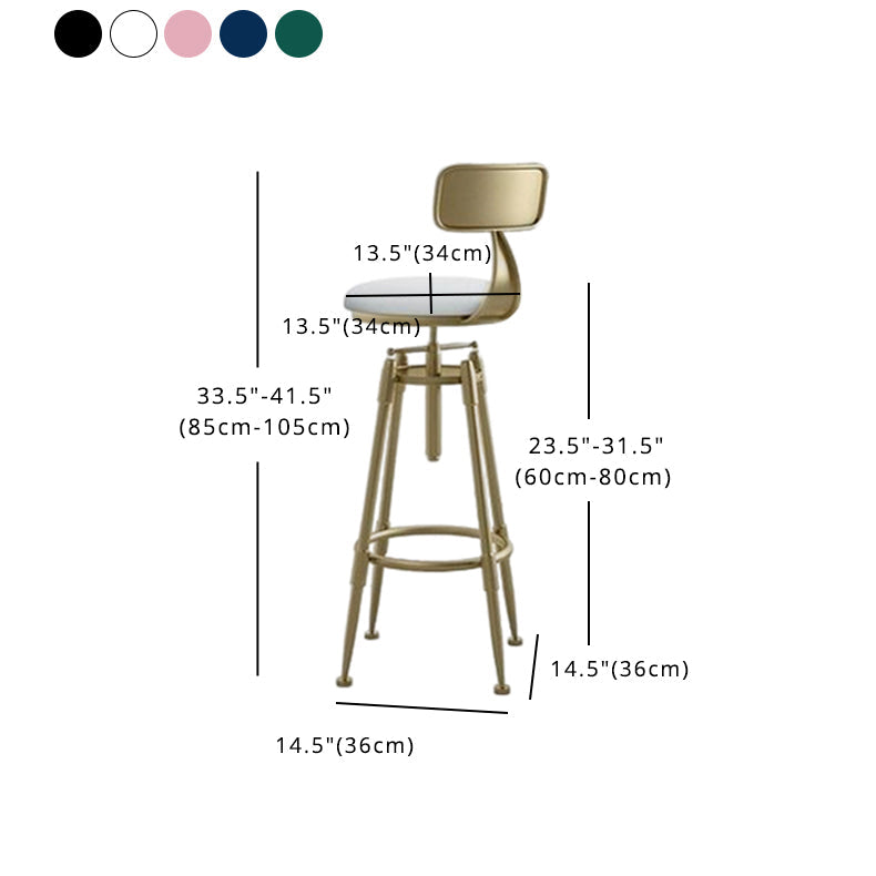 Glam Round Velvet Bar Stool Footrest Indoor Counter Stool with Gold Iron Legs Clearhalo 'Bar Furniture' 'Bar Stools' 'bar_stools' 'furn' 'furn_bar_stools' 'furniture_bar_stools' 'Kitchen & Dining Furniture' 'kitchen&dining_furn' 'kitchen' 'kitchen_furn' Furniture' 4512363