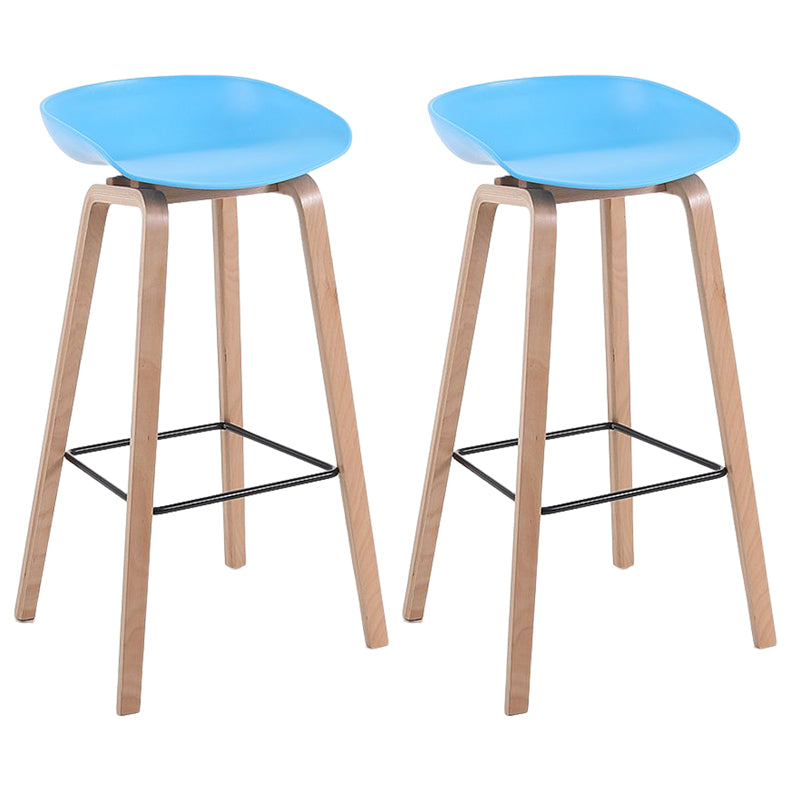 Modern Solid Wood Bar Stool Indoor Bucket Counter Stool with Plastic Seat Blue 2 Piece Set Clearhalo 'Bar Furniture' 'Bar Stools' 'bar_stools' 'furn' 'furn_bar_stools' 'furniture_bar_stools' 'Kitchen & Dining Furniture' 'kitchen&dining_furn' 'kitchen' 'kitchen_furn' Furniture' 4512401