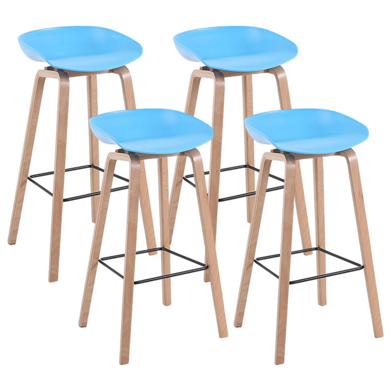 Modern Solid Wood Bar Stool Indoor Bucket Counter Stool with Plastic Seat Blue 4 Piece Set Clearhalo 'Bar Furniture' 'Bar Stools' 'bar_stools' 'furn' 'furn_bar_stools' 'furniture_bar_stools' 'Kitchen & Dining Furniture' 'kitchen&dining_furn' 'kitchen' 'kitchen_furn' Furniture' 4512402