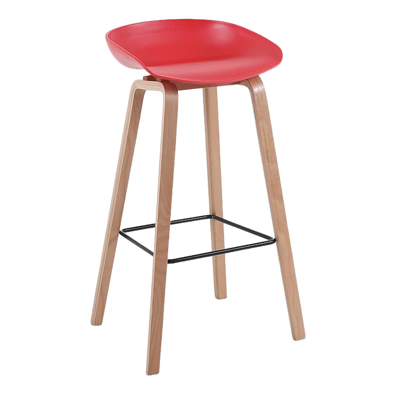 Modern Solid Wood Bar Stool Indoor Bucket Counter Stool with Plastic Seat Red 1 Piece Clearhalo 'Bar Furniture' 'Bar Stools' 'bar_stools' 'furn' 'furn_bar_stools' 'furniture_bar_stools' 'Kitchen & Dining Furniture' 'kitchen&dining_furn' 'kitchen' 'kitchen_furn' Furniture' 4512403