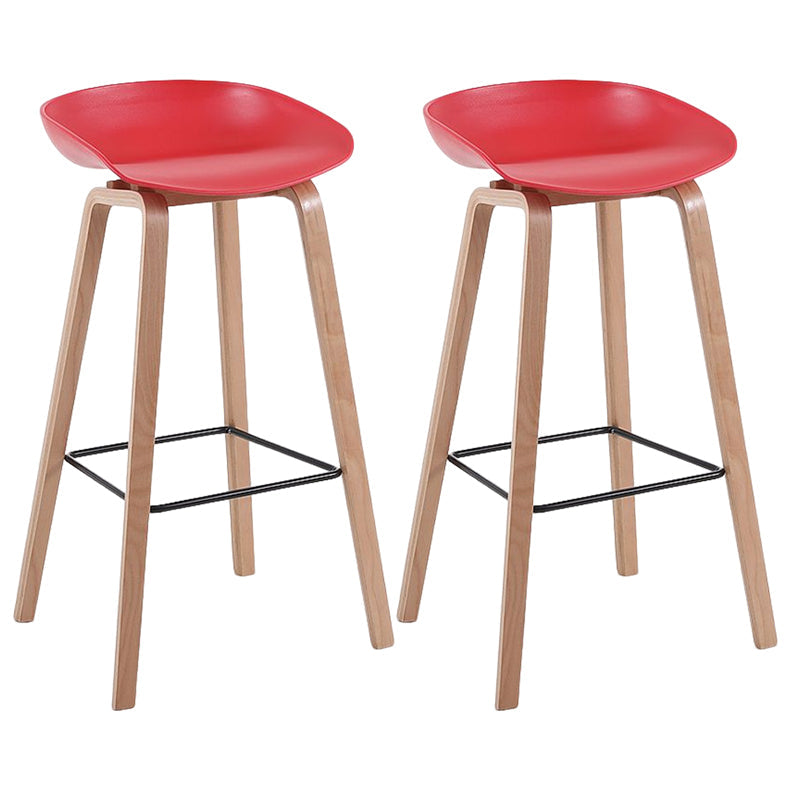 Modern Solid Wood Bar Stool Indoor Bucket Counter Stool with Plastic Seat Red 2 Piece Set Clearhalo 'Bar Furniture' 'Bar Stools' 'bar_stools' 'furn' 'furn_bar_stools' 'furniture_bar_stools' 'Kitchen & Dining Furniture' 'kitchen&dining_furn' 'kitchen' 'kitchen_furn' Furniture' 4512404