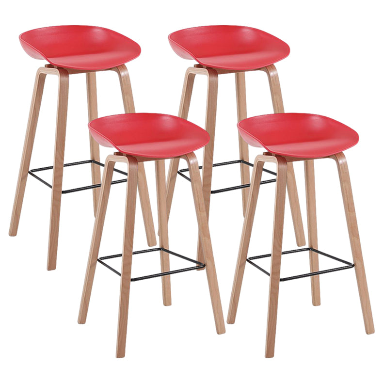 Modern Solid Wood Bar Stool Indoor Bucket Counter Stool with Plastic Seat Red 4 Piece Set Clearhalo 'Bar Furniture' 'Bar Stools' 'bar_stools' 'furn' 'furn_bar_stools' 'furniture_bar_stools' 'Kitchen & Dining Furniture' 'kitchen&dining_furn' 'kitchen' 'kitchen_furn' Furniture' 4512405
