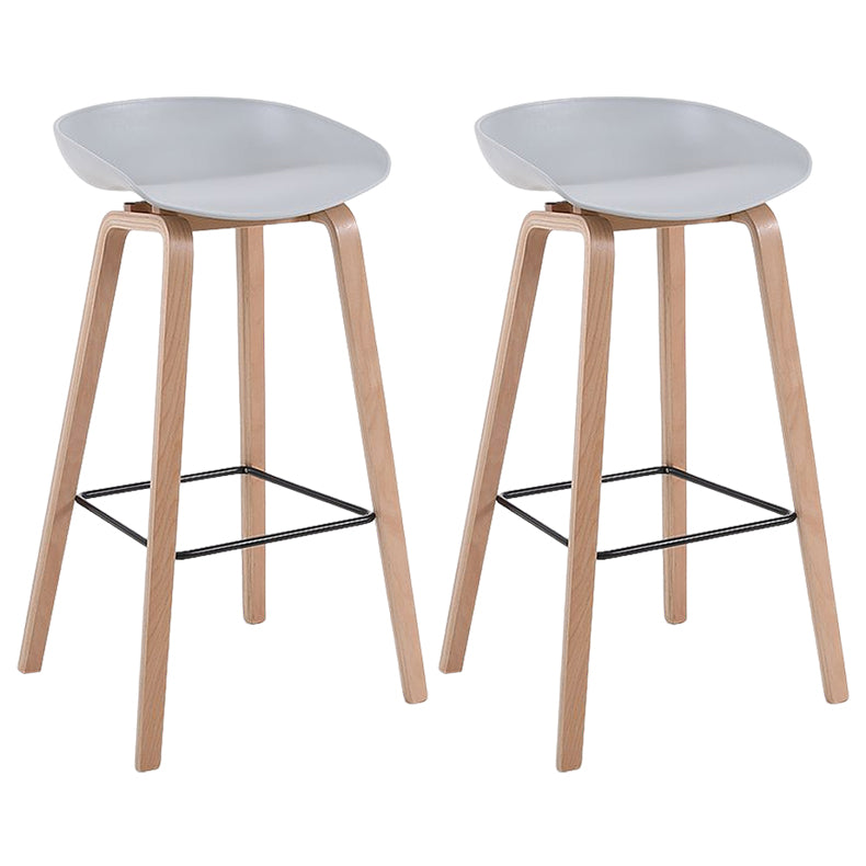 Modern Solid Wood Bar Stool Indoor Bucket Counter Stool with Plastic Seat Light Gray 2 Piece Set Clearhalo 'Bar Furniture' 'Bar Stools' 'bar_stools' 'furn' 'furn_bar_stools' 'furniture_bar_stools' 'Kitchen & Dining Furniture' 'kitchen&dining_furn' 'kitchen' 'kitchen_furn' Furniture' 4512407