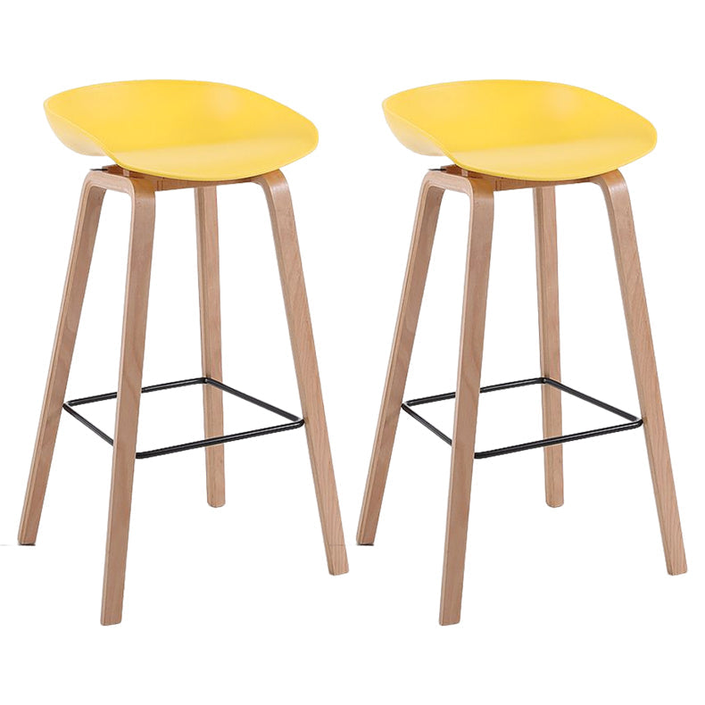 Modern Solid Wood Bar Stool Indoor Bucket Counter Stool with Plastic Seat Yellow 2 Piece Set Clearhalo 'Bar Furniture' 'Bar Stools' 'bar_stools' 'furn' 'furn_bar_stools' 'furniture_bar_stools' 'Kitchen & Dining Furniture' 'kitchen&dining_furn' 'kitchen' 'kitchen_furn' Furniture' 4512413