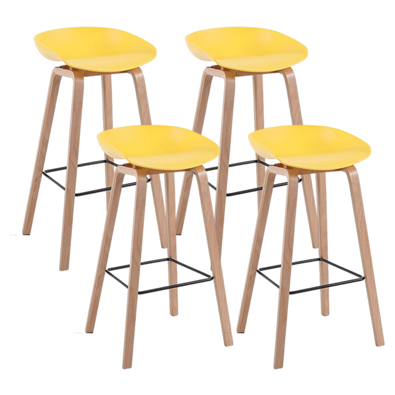 Modern Solid Wood Bar Stool Indoor Bucket Counter Stool with Plastic Seat Yellow 4 Piece Set Clearhalo 'Bar Furniture' 'Bar Stools' 'bar_stools' 'furn' 'furn_bar_stools' 'furniture_bar_stools' 'Kitchen & Dining Furniture' 'kitchen&dining_furn' 'kitchen' 'kitchen_furn' Furniture' 4512414