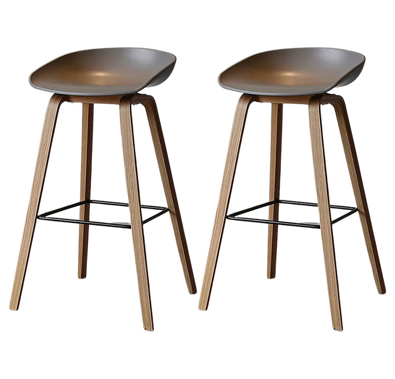Modern Solid Wood Bar Stool Indoor Bucket Counter Stool with Plastic Seat Dark Gray 2 Piece Set Clearhalo 'Bar Furniture' 'Bar Stools' 'bar_stools' 'furn' 'furn_bar_stools' 'furniture_bar_stools' 'Kitchen & Dining Furniture' 'kitchen&dining_furn' 'kitchen' 'kitchen_furn' Furniture' 4512416