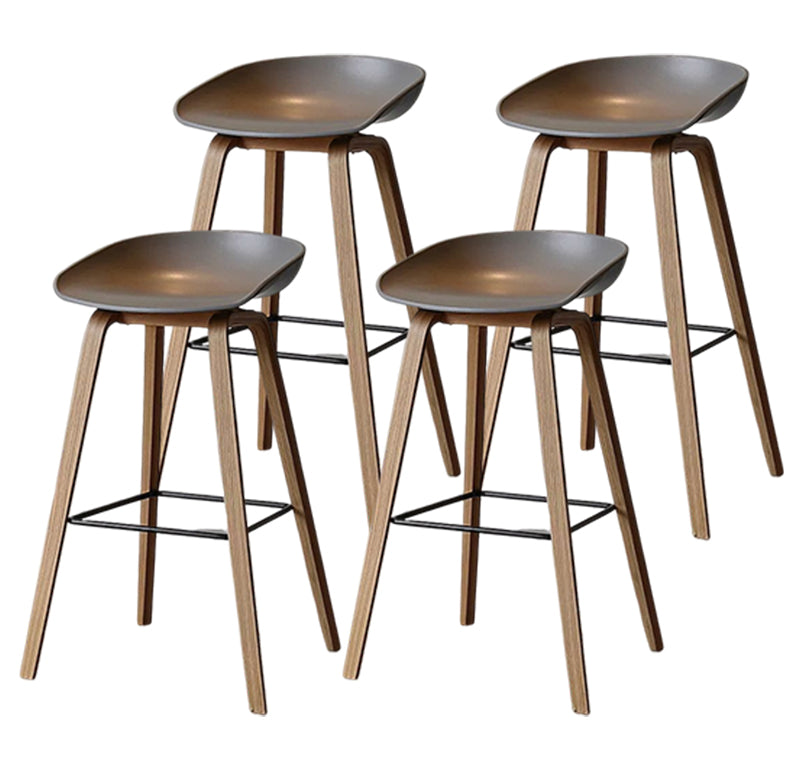 Modern Solid Wood Bar Stool Indoor Bucket Counter Stool with Plastic Seat Dark Gray 4 Piece Set Clearhalo 'Bar Furniture' 'Bar Stools' 'bar_stools' 'furn' 'furn_bar_stools' 'furniture_bar_stools' 'Kitchen & Dining Furniture' 'kitchen&dining_furn' 'kitchen' 'kitchen_furn' Furniture' 4512417