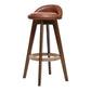 Modern Solid Wood Bar Stool Footrest Low Back Bucket Counter Stool with Cushion, 1 Piece Dark Coffee Brown Clearhalo 'Bar Furniture' 'Bar Stools' 'bar_stools' 'furn' 'furn_bar_stools' 'furniture_bar_stools' 'Kitchen & Dining Furniture' 'kitchen&dining_furn' 'kitchen' 'kitchen_furn' Furniture' 4512429