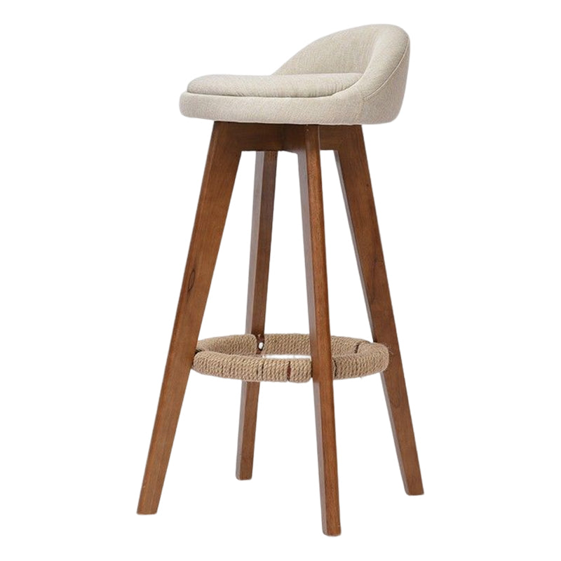 Modern Solid Wood Bar Stool Footrest Low Back Bucket Counter Stool with Cushion, 1 Piece Light Camel Brown Clearhalo 'Bar Furniture' 'Bar Stools' 'bar_stools' 'furn' 'furn_bar_stools' 'furniture_bar_stools' 'Kitchen & Dining Furniture' 'kitchen&dining_furn' 'kitchen' 'kitchen_furn' Furniture' 4512438