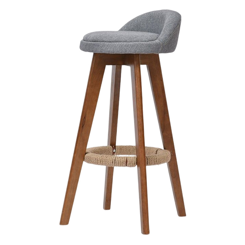 Modern Solid Wood Bar Stool Footrest Low Back Bucket Counter Stool with Cushion, 1 Piece Grey Brown Clearhalo 'Bar Furniture' 'Bar Stools' 'bar_stools' 'furn' 'furn_bar_stools' 'furniture_bar_stools' 'Kitchen & Dining Furniture' 'kitchen&dining_furn' 'kitchen' 'kitchen_furn' Furniture' 4512439