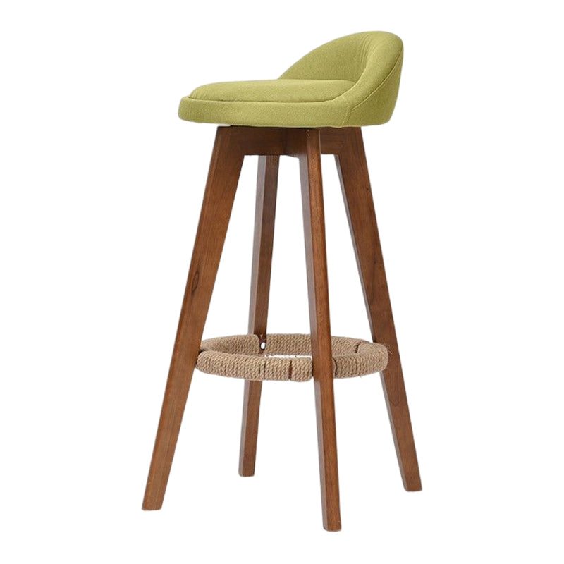 Modern Solid Wood Bar Stool Footrest Low Back Bucket Counter Stool with Cushion, 1 Piece Green Brown Clearhalo 'Bar Furniture' 'Bar Stools' 'bar_stools' 'furn' 'furn_bar_stools' 'furniture_bar_stools' 'Kitchen & Dining Furniture' 'kitchen&dining_furn' 'kitchen' 'kitchen_furn' Furniture' 4512442