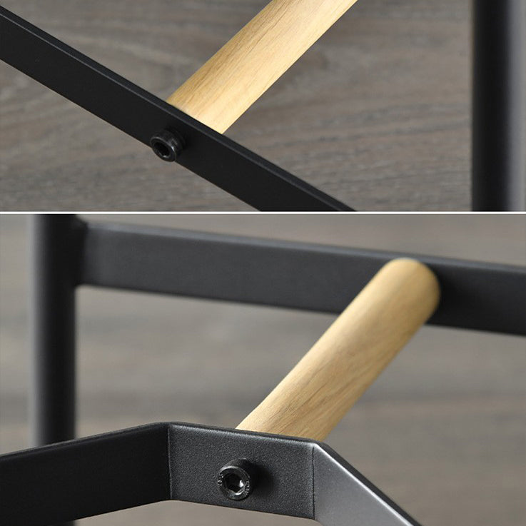 Modern Black Counter Bar Stool Wood Armless Bar Stool with Footrest and Iron Base Clearhalo 'Bar Furniture' 'Bar Stools' 'bar_stools' 'furn' 'furn_bar_stools' 'furniture_bar_stools' 'Kitchen & Dining Furniture' 'kitchen&dining_furn' 'kitchen' 'kitchen_furn' Furniture' 4512455