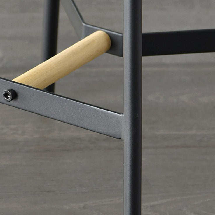 Modern Black Counter Bar Stool Wood Armless Bar Stool with Footrest and Iron Base Clearhalo 'Bar Furniture' 'Bar Stools' 'bar_stools' 'furn' 'furn_bar_stools' 'furniture_bar_stools' 'Kitchen & Dining Furniture' 'kitchen&dining_furn' 'kitchen' 'kitchen_furn' Furniture' 4512456