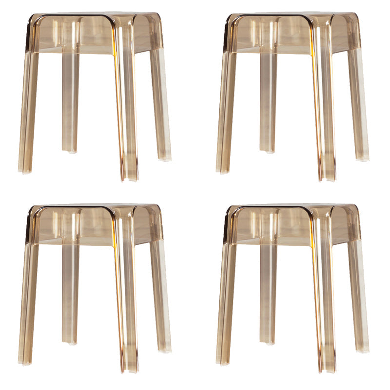 Modern Squared Counter Bar Stool Plastic Armless Bar Stool with Footrest Amber 4 Piece Set Clearhalo 'Bar Furniture' 'Bar Stools' 'bar_stools' 'furn' 'furn_bar_stools' 'furniture_bar_stools' 'Kitchen & Dining Furniture' 'kitchen&dining_furn' 'kitchen' 'kitchen_furn' Furniture' 4512465