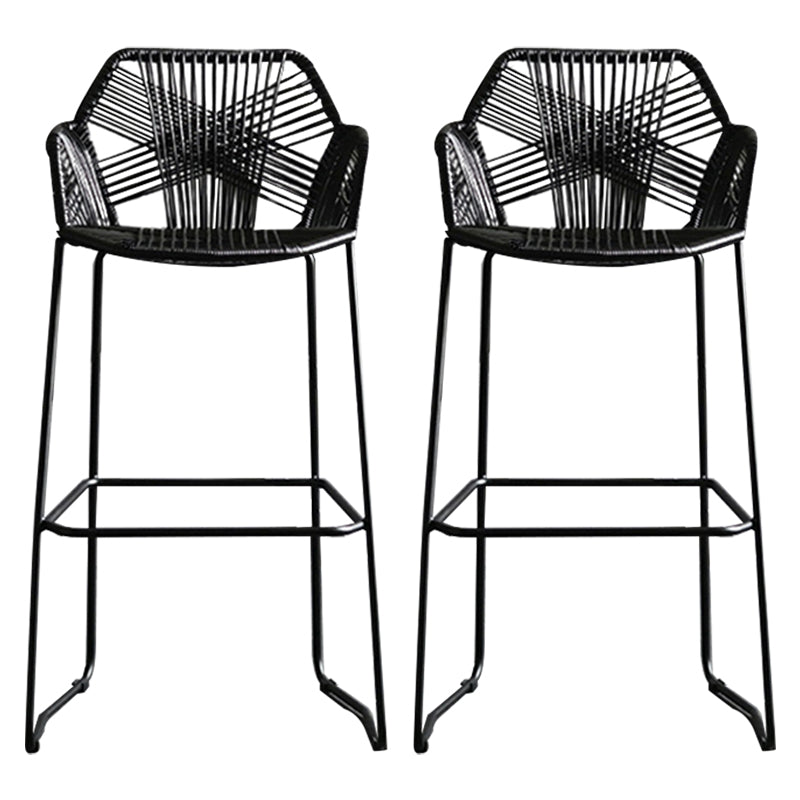 Modern Counter Bar Stool Plastic Armed Bar Stool with Footrest and Backrest Black 2 Piece Set Clearhalo 'Bar Furniture' 'Bar Stools' 'bar_stools' 'furn' 'furn_bar_stools' 'furniture_bar_stools' 'Kitchen & Dining Furniture' 'kitchen&dining_furn' 'kitchen' 'kitchen_furn' Furniture' 4512483