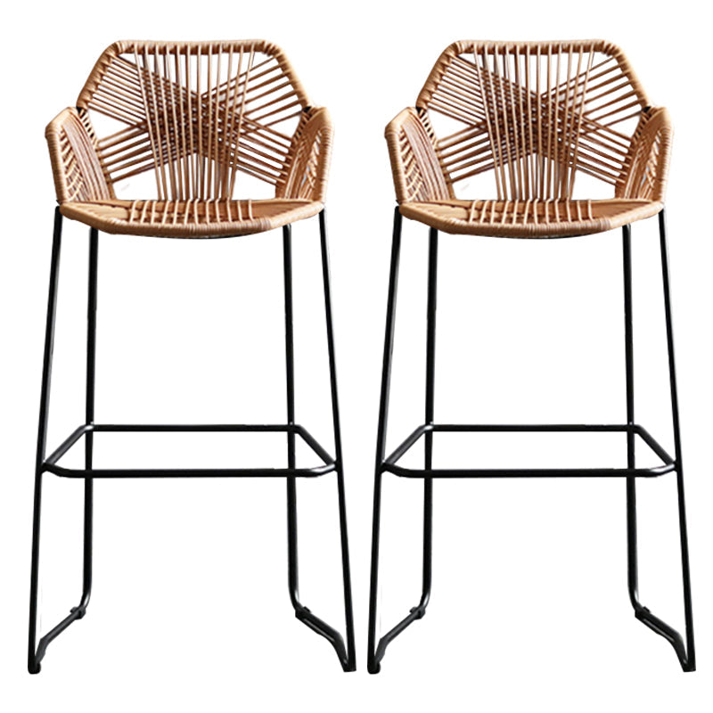 Modern Counter Bar Stool Plastic Armed Bar Stool with Footrest and Backrest Brown 2 Piece Set Clearhalo 'Bar Furniture' 'Bar Stools' 'bar_stools' 'furn' 'furn_bar_stools' 'furniture_bar_stools' 'Kitchen & Dining Furniture' 'kitchen&dining_furn' 'kitchen' 'kitchen_furn' Furniture' 4512490