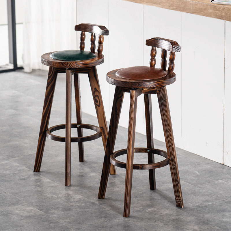 Traditional Counter Bar Stool Leather Armless Bar Stool with Footrest Wood Base Clearhalo 'Bar Furniture' 'Bar Stools' 'bar_stools' 'furn' 'furn_bar_stools' 'furniture_bar_stools' 'Kitchen & Dining Furniture' 'kitchen&dining_furn' 'kitchen' 'kitchen_furn' Furniture' 4512503