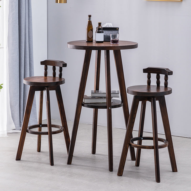 Traditional Counter Bar Stool Leather Armless Bar Stool with Footrest Wood Base Clearhalo 'Bar Furniture' 'Bar Stools' 'bar_stools' 'furn' 'furn_bar_stools' 'furniture_bar_stools' 'Kitchen & Dining Furniture' 'kitchen&dining_furn' 'kitchen' 'kitchen_furn' Furniture' 4512505