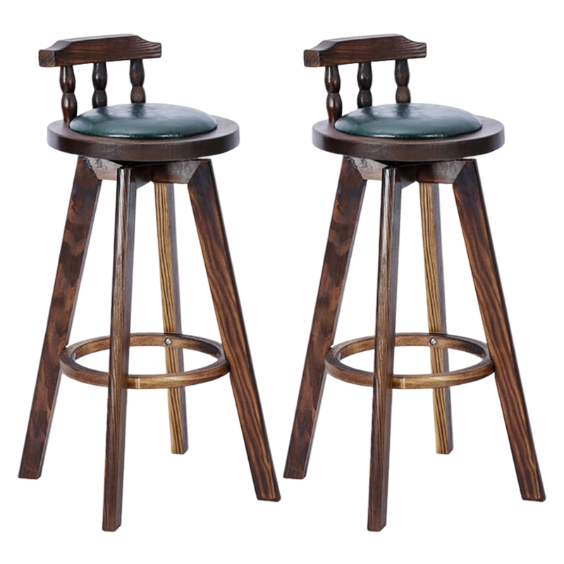 Traditional Counter Bar Stool Leather Armless Bar Stool with Footrest Wood Base Green 2 Piece Set Clearhalo 'Bar Furniture' 'Bar Stools' 'bar_stools' 'furn' 'furn_bar_stools' 'furniture_bar_stools' 'Kitchen & Dining Furniture' 'kitchen&dining_furn' 'kitchen' 'kitchen_furn' Furniture' 4512506
