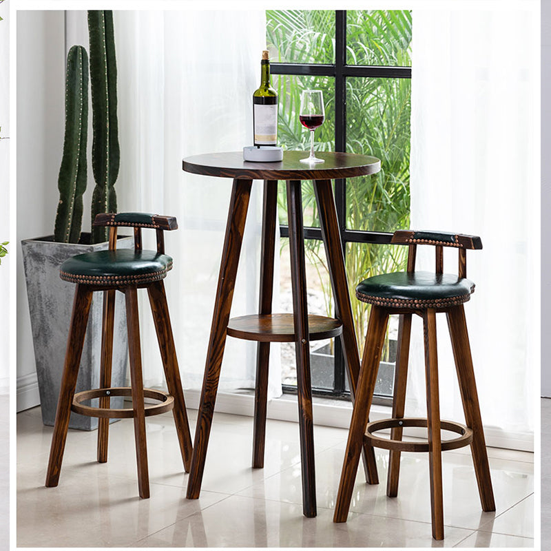 Traditional Counter Bar Stool Leather Armless Bar Stool with Footrest Wood Base Clearhalo 'Bar Furniture' 'Bar Stools' 'bar_stools' 'furn' 'furn_bar_stools' 'furniture_bar_stools' 'Kitchen & Dining Furniture' 'kitchen&dining_furn' 'kitchen' 'kitchen_furn' Furniture' 4512507