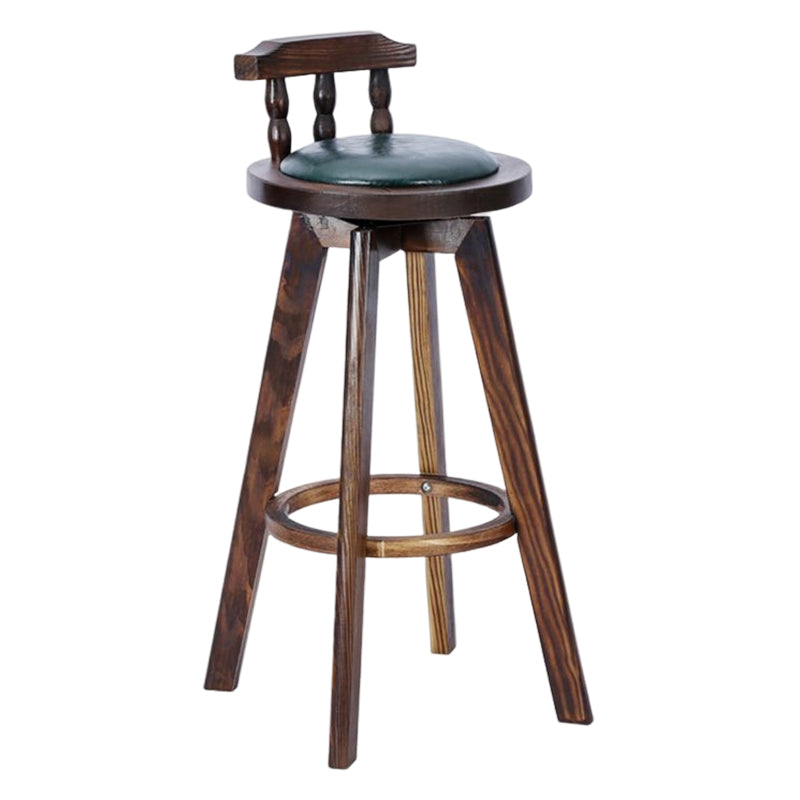 Traditional Counter Bar Stool Leather Armless Bar Stool with Footrest Wood Base Clearhalo 'Bar Furniture' 'Bar Stools' 'bar_stools' 'furn' 'furn_bar_stools' 'furniture_bar_stools' 'Kitchen & Dining Furniture' 'kitchen&dining_furn' 'kitchen' 'kitchen_furn' Furniture' 4512512