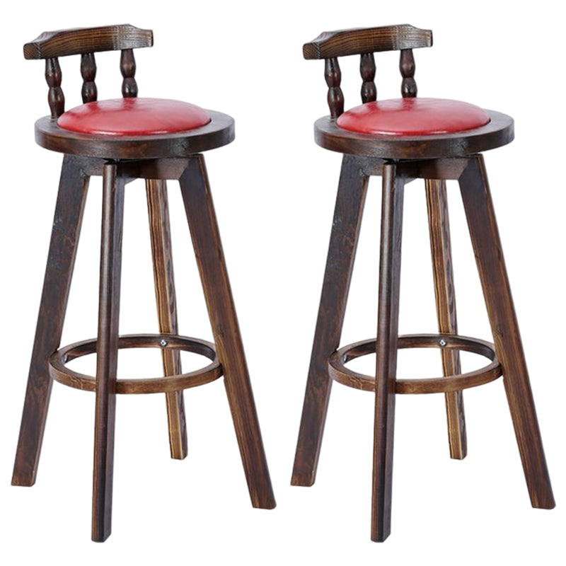 Traditional Counter Bar Stool Leather Armless Bar Stool with Footrest Wood Base Red 2 Piece Set Clearhalo 'Bar Furniture' 'Bar Stools' 'bar_stools' 'furn' 'furn_bar_stools' 'furniture_bar_stools' 'Kitchen & Dining Furniture' 'kitchen&dining_furn' 'kitchen' 'kitchen_furn' Furniture' 4512517