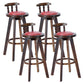 Traditional Counter Bar Stool Leather Armless Bar Stool with Footrest Wood Base Red 4 Piece Set Clearhalo 'Bar Furniture' 'Bar Stools' 'bar_stools' 'furn' 'furn_bar_stools' 'furniture_bar_stools' 'Kitchen & Dining Furniture' 'kitchen&dining_furn' 'kitchen' 'kitchen_furn' Furniture' 4512518