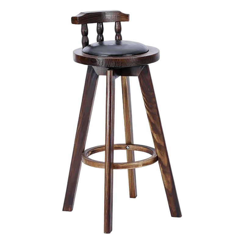 Traditional Counter Bar Stool Leather Armless Bar Stool with Footrest Wood Base Black 1 Piece Clearhalo 'Bar Furniture' 'Bar Stools' 'bar_stools' 'furn' 'furn_bar_stools' 'furniture_bar_stools' 'Kitchen & Dining Furniture' 'kitchen&dining_furn' 'kitchen' 'kitchen_furn' Furniture' 4512519