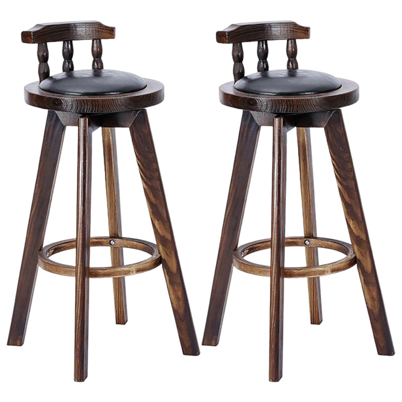 Traditional Counter Bar Stool Leather Armless Bar Stool with Footrest Wood Base Black 2 Piece Set Clearhalo 'Bar Furniture' 'Bar Stools' 'bar_stools' 'furn' 'furn_bar_stools' 'furniture_bar_stools' 'Kitchen & Dining Furniture' 'kitchen&dining_furn' 'kitchen' 'kitchen_furn' Furniture' 4512520