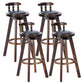 Traditional Counter Bar Stool Leather Armless Bar Stool with Footrest Wood Base Black 4 Piece Set Clearhalo 'Bar Furniture' 'Bar Stools' 'bar_stools' 'furn' 'furn_bar_stools' 'furniture_bar_stools' 'Kitchen & Dining Furniture' 'kitchen&dining_furn' 'kitchen' 'kitchen_furn' Furniture' 4512521
