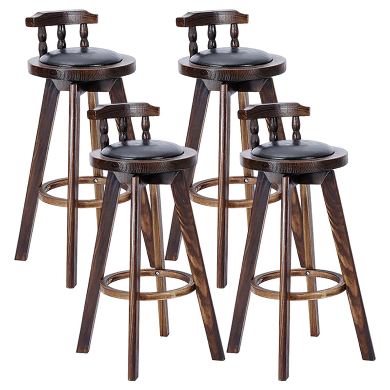 Traditional Counter Bar Stool Leather Armless Bar Stool with Footrest Wood Base Black 4 Piece Set Clearhalo 'Bar Furniture' 'Bar Stools' 'bar_stools' 'furn' 'furn_bar_stools' 'furniture_bar_stools' 'Kitchen & Dining Furniture' 'kitchen&dining_furn' 'kitchen' 'kitchen_furn' Furniture' 4512521