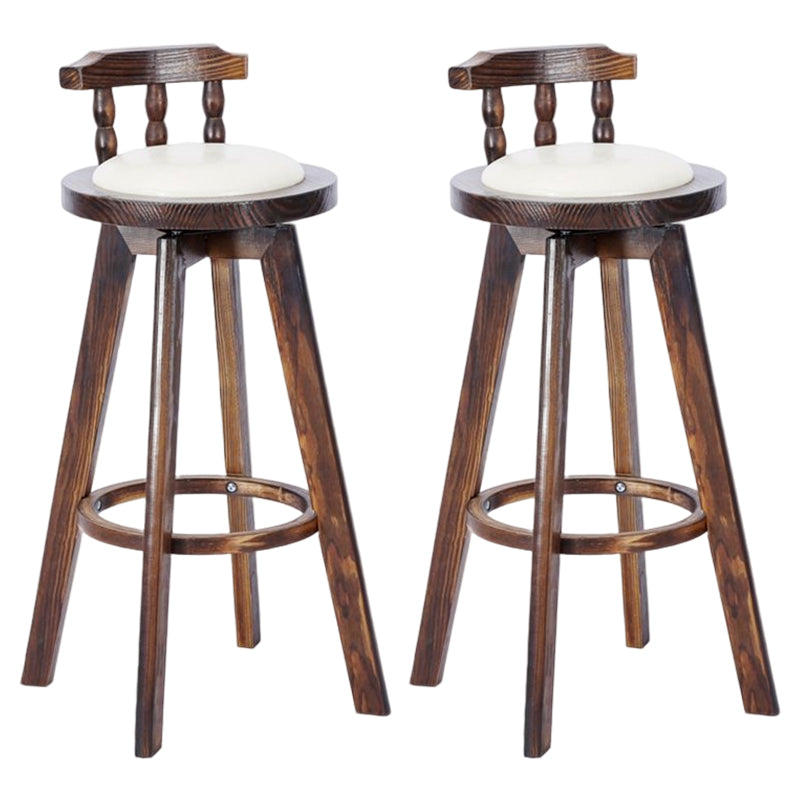 Traditional Counter Bar Stool Leather Armless Bar Stool with Footrest Wood Base Off-White 2 Piece Set Clearhalo 'Bar Furniture' 'Bar Stools' 'bar_stools' 'furn' 'furn_bar_stools' 'furniture_bar_stools' 'Kitchen & Dining Furniture' 'kitchen&dining_furn' 'kitchen' 'kitchen_furn' Furniture' 4512523