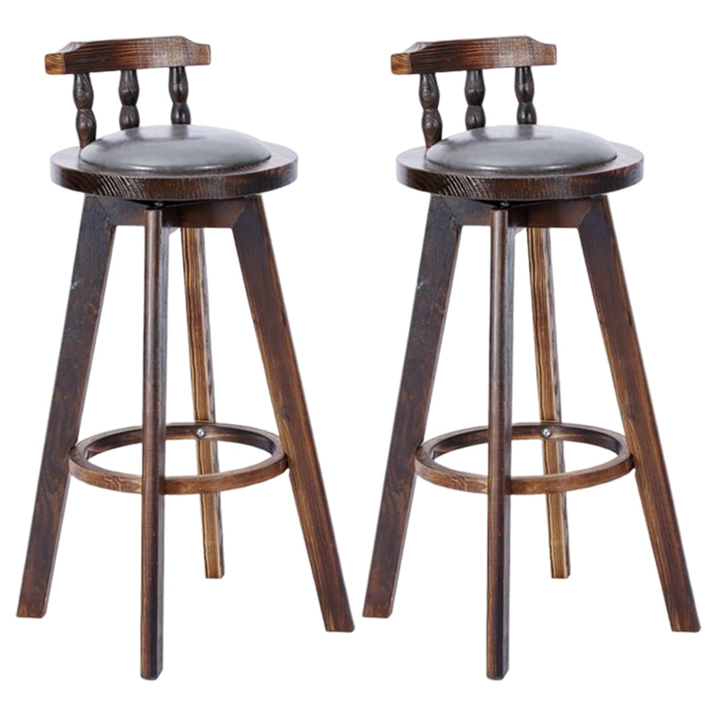 Traditional Counter Bar Stool Leather Armless Bar Stool with Footrest Wood Base Grey 2 Piece Set Clearhalo 'Bar Furniture' 'Bar Stools' 'bar_stools' 'furn' 'furn_bar_stools' 'furniture_bar_stools' 'Kitchen & Dining Furniture' 'kitchen&dining_furn' 'kitchen' 'kitchen_furn' Furniture' 4512526