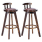 Traditional Counter Bar Stool Leather Armless Bar Stool with Footrest Wood Base Brown 2 Piece Set Clearhalo 'Bar Furniture' 'Bar Stools' 'bar_stools' 'furn' 'furn_bar_stools' 'furniture_bar_stools' 'Kitchen & Dining Furniture' 'kitchen&dining_furn' 'kitchen' 'kitchen_furn' Furniture' 4512532