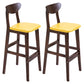 Modern Counter Bar Stool Armless Wood Bar Stool with Footrest and Backrest Brown Yellow 2 Piece Set Clearhalo 'Bar Furniture' 'Bar Stools' 'bar_stools' 'furn' 'furn_bar_stools' 'furniture_bar_stools' 'Kitchen & Dining Furniture' 'kitchen&dining_furn' 'kitchen' 'kitchen_furn' Furniture' 4512538