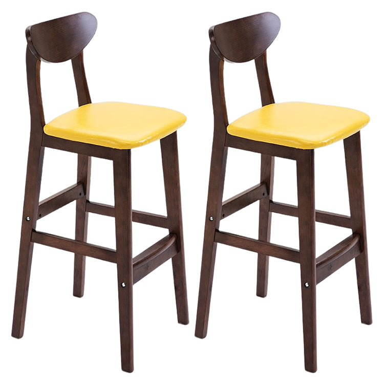 Modern Counter Bar Stool Armless Wood Bar Stool with Footrest and Backrest Brown Yellow 2 Piece Set Clearhalo 'Bar Furniture' 'Bar Stools' 'bar_stools' 'furn' 'furn_bar_stools' 'furniture_bar_stools' 'Kitchen & Dining Furniture' 'kitchen&dining_furn' 'kitchen' 'kitchen_furn' Furniture' 4512538
