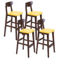 Modern Counter Bar Stool Armless Wood Bar Stool with Footrest and Backrest Brown Yellow 4 Piece Set Clearhalo 'Bar Furniture' 'Bar Stools' 'bar_stools' 'furn' 'furn_bar_stools' 'furniture_bar_stools' 'Kitchen & Dining Furniture' 'kitchen&dining_furn' 'kitchen' 'kitchen_furn' Furniture' 4512540