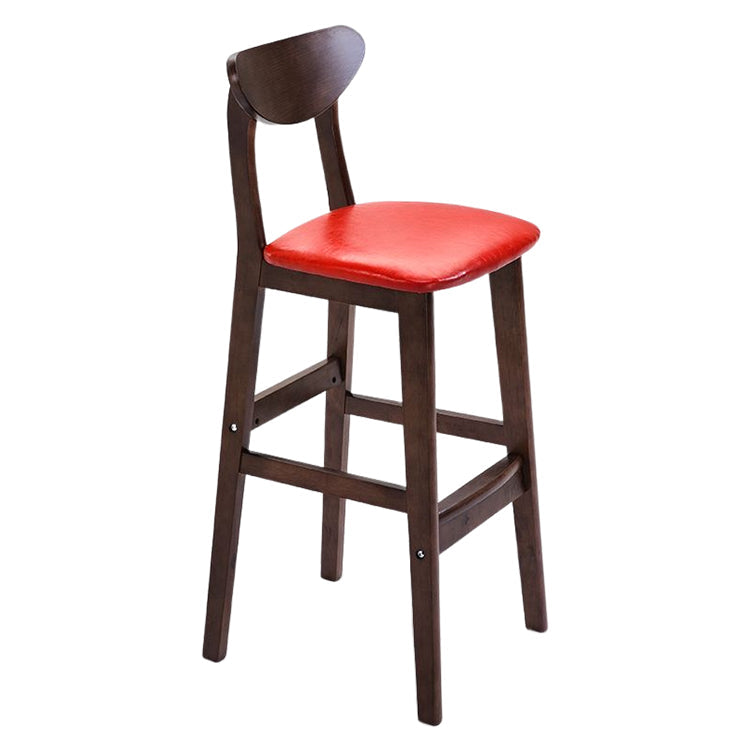 Modern Counter Bar Stool Armless Wood Bar Stool with Footrest and Backrest Brown Red 1 Piece Clearhalo 'Bar Furniture' 'Bar Stools' 'bar_stools' 'furn' 'furn_bar_stools' 'furniture_bar_stools' 'Kitchen & Dining Furniture' 'kitchen&dining_furn' 'kitchen' 'kitchen_furn' Furniture' 4512547
