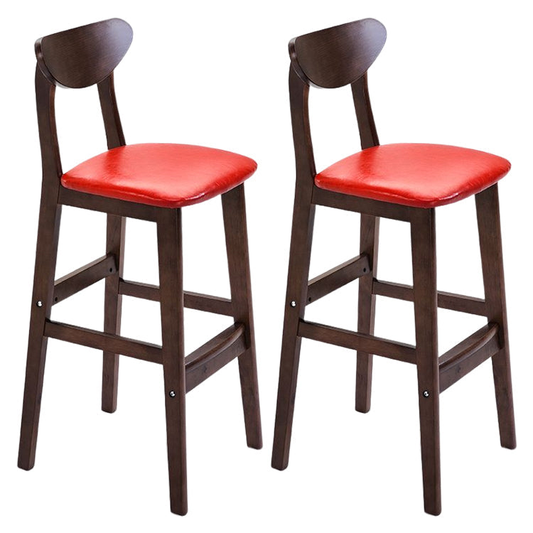 Modern Counter Bar Stool Armless Wood Bar Stool with Footrest and Backrest Brown Red 2 Piece Set Clearhalo 'Bar Furniture' 'Bar Stools' 'bar_stools' 'furn' 'furn_bar_stools' 'furniture_bar_stools' 'Kitchen & Dining Furniture' 'kitchen&dining_furn' 'kitchen' 'kitchen_furn' Furniture' 4512550