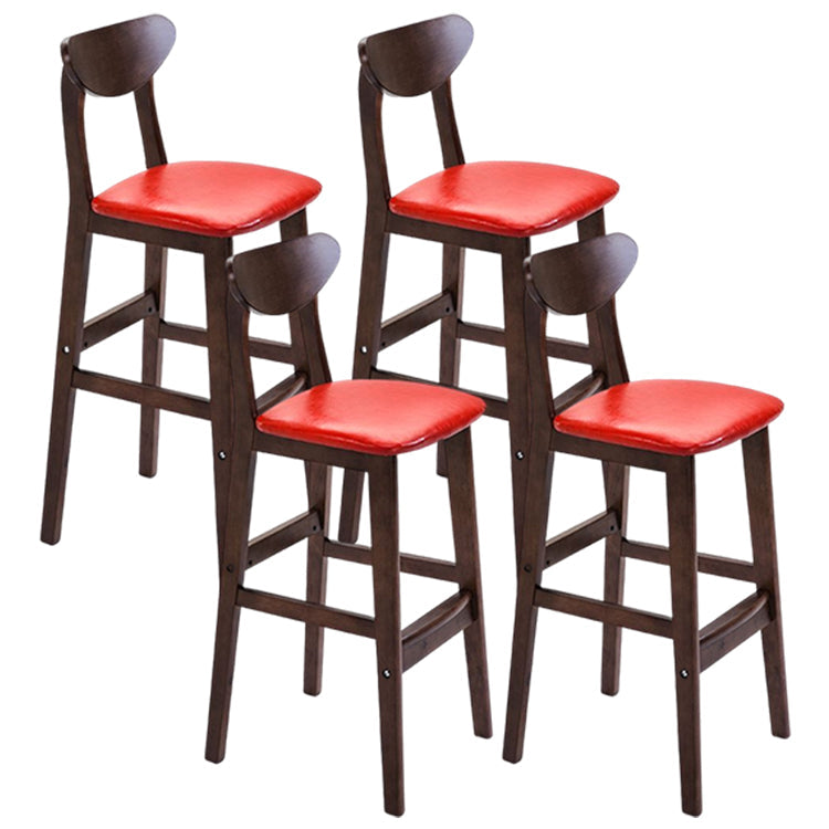 Modern Counter Bar Stool Armless Wood Bar Stool with Footrest and Backrest Brown Red 4 Piece Set Clearhalo 'Bar Furniture' 'Bar Stools' 'bar_stools' 'furn' 'furn_bar_stools' 'furniture_bar_stools' 'Kitchen & Dining Furniture' 'kitchen&dining_furn' 'kitchen' 'kitchen_furn' Furniture' 4512552