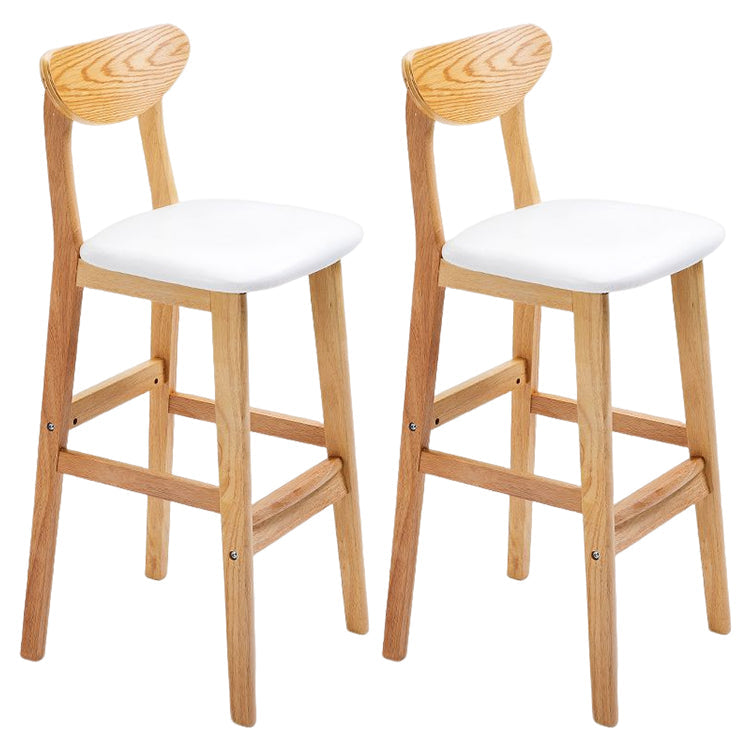 Modern Counter Bar Stool Armless Wood Bar Stool with Footrest and Backrest Natural White 2 Piece Set Clearhalo 'Bar Furniture' 'Bar Stools' 'bar_stools' 'furn' 'furn_bar_stools' 'furniture_bar_stools' 'Kitchen & Dining Furniture' 'kitchen&dining_furn' 'kitchen' 'kitchen_furn' Furniture' 4512555